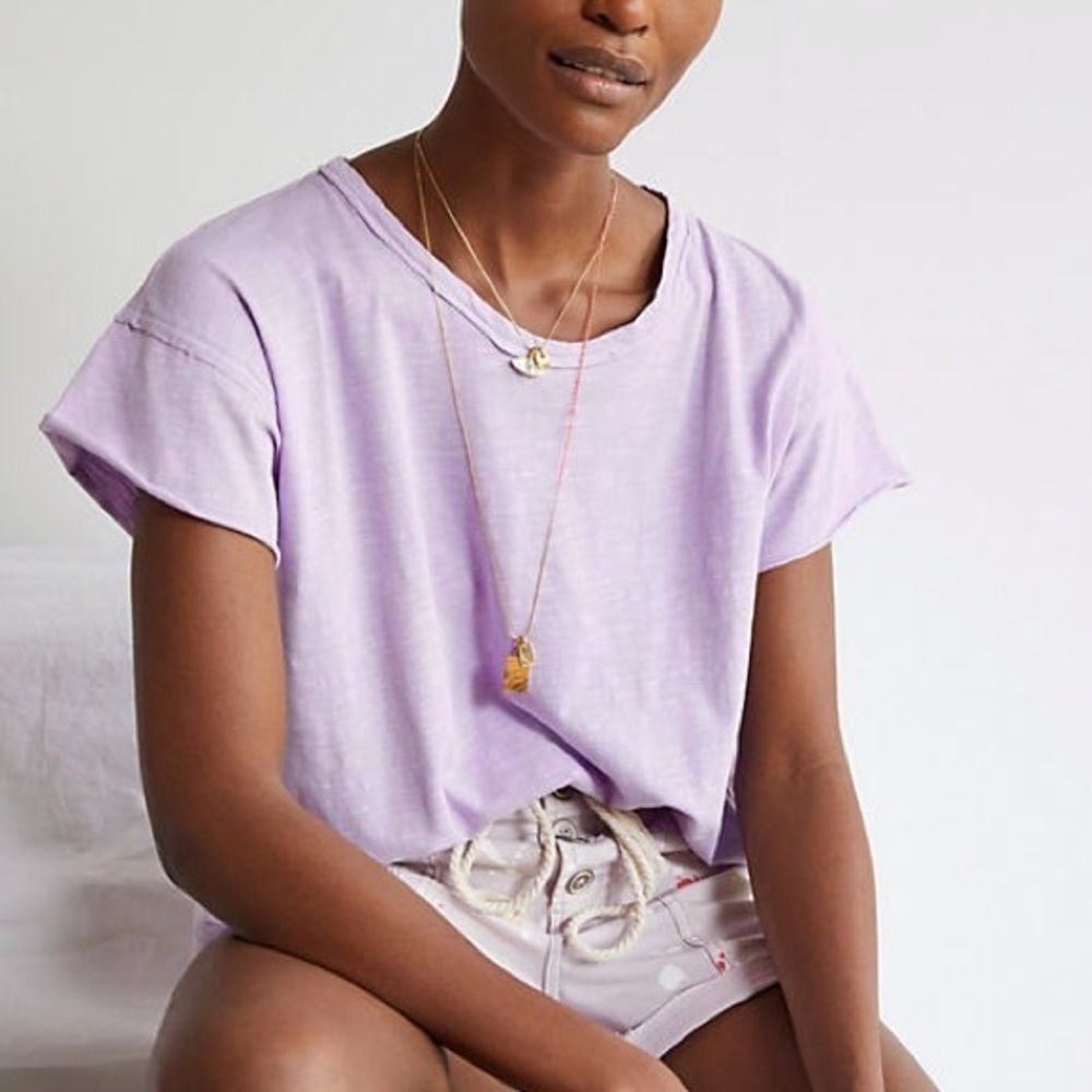 Anthropologie Pilcro Breezy Split Back Tee Purple
